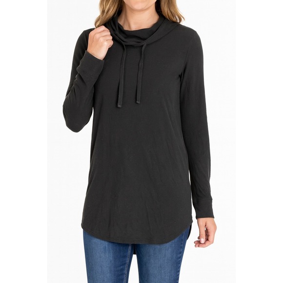 LOU & GREY Black Hoodie Long Sleeve Tunic Top Athleisure Casual - Picture 1 of 4